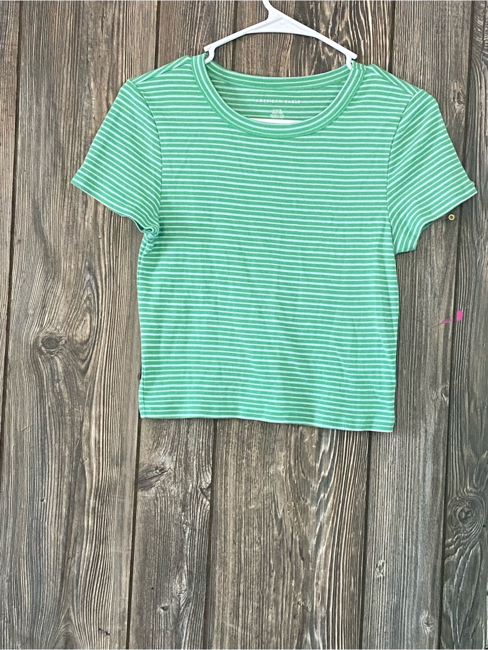 American Eagle Outfitters Mint Green & White Striped Short Sleeve Tee